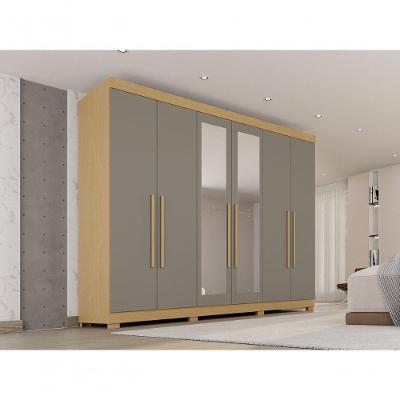 Guarda Roupa Casal CRSAL 6 Portas de Bater 6 Gavetas MDF Madeirado-cinza Multimóveis 274CM