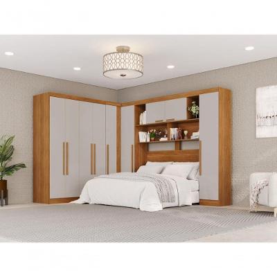 Guarda Roupa Casal Modulado de Canto 9 Portas de Bater 2 Gavetas MDP Cinamomo-off White Multimóveis