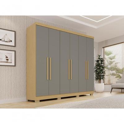 Guarda Roupa Casal CRSAL 6 Portas de Bater 2 Gavetas MDP Madeirado-cinza Multimóveis 180CM