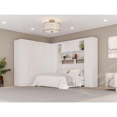 Guarda Roupa Casal Modulado de Canto 9 Portas de Bater 2 Gavetas MDP Branco Multimóveis 196CM