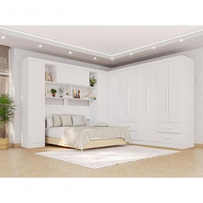 Guarda Roupa Casal Modulado de Canto 11 Portas de Bater 4 Gavetas MDP Branco Multimóveis 287CM