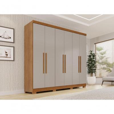 Guarda Roupa Casal CRSAL 6 Portas de Bater 2 Gavetas MDP Cinamomo-Off White Multimóveis 180CM