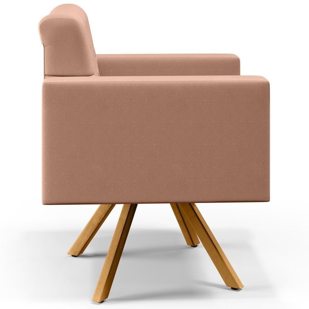 Kit 02 Poltronas Giratórias Capitonê Linho Rosê - 2