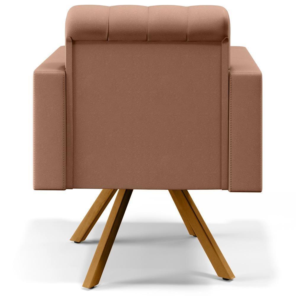 Kit 02 Poltronas Giratórias Capitonê Linho Rosê - 4