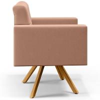 Kit 02 Poltronas Giratórias Capitonê Linho Rosê - 2