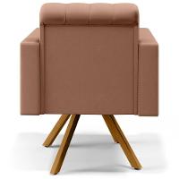 Kit 02 Poltronas Giratórias Capitonê Linho Rosê