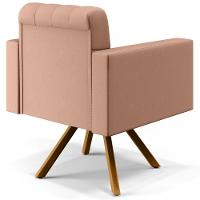 Kit 02 Poltronas Giratórias Capitonê Linho Rosê - 7