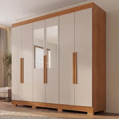 Guarda Roupa Casal CRSAL 6 Portas de Bater 2 Gavetas MDP Cinamomo-Off White Multimóveis 177CM