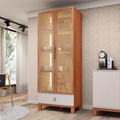 Cristaleira Lumy 2 Portas de Vidro Prateleiras MDF-MDP Off White Casah 75,4CM