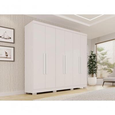 Guarda Roupa Casal CRSAL 6 Portas de Bater 2 Gavetas MDP Branco Multimóveis 180CM