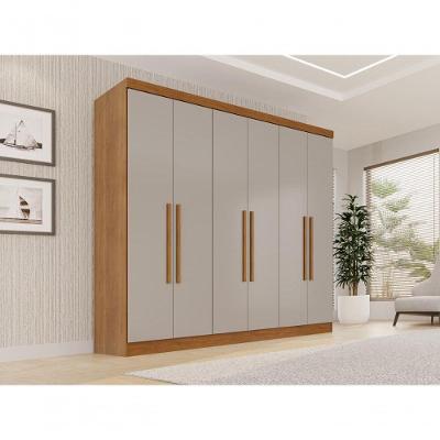 Guarda Roupa Casal CRSAL 6 Portas Bater 2 Gavetas MDP Cinamomo-Off White Multimóveis