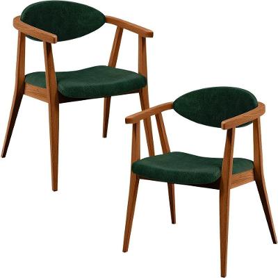 Kit 02 Poltronas Cecília B04 Decorativas Verde Lyam Decor