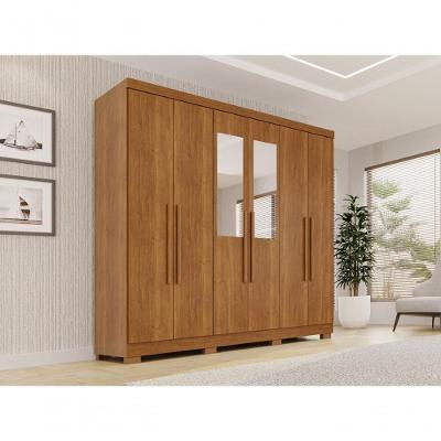 Guarda Roupa Casal CRSAL 6 Portas 2 Gavetas MDP com Espelhos Cinamomo Multimóveis 180CM