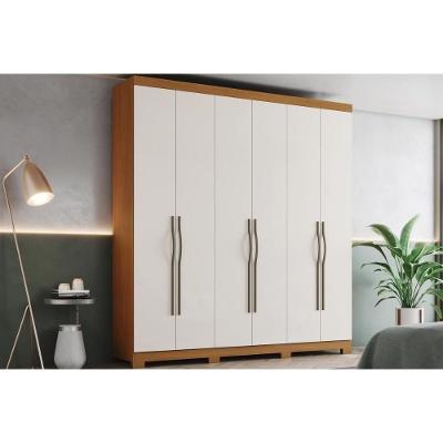Guarda Roupa Casal Dominic 6 Portas de Bater 2 Gavetas MDF-MDP Cinamomo-Off White