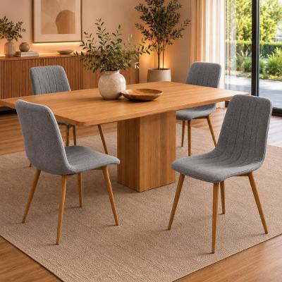 Conjunto 4 Cadeiras de Jantar Kendra Estofado em Linho Cinza Cadeiras Inc