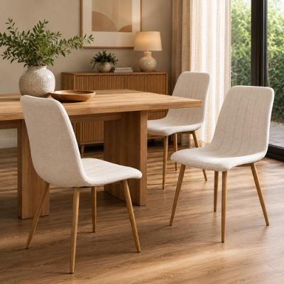 Conjunto 3 Cadeiras de Jantar Kendra Estofado em Linho Creme Cadeiras Inc