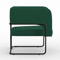 Kit 02 Poltronas Base De Aço Preto Veludo Verde C-303 - 3