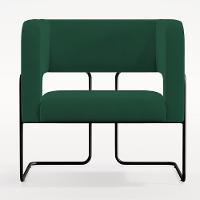 Kit 02 Poltronas Base De Aço Preto Veludo Verde C-303