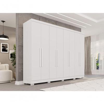 Guarda Roupa Casal CRSAL 8 Portas de Bater 4 Gavetas MDP Texturizado Branco Multimóveis 241CM