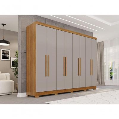 Guarda Roupa Casal CRSAL 8 Portas de Bater 4 Gavetas MDP Cinamomo-Off White Multimóveis