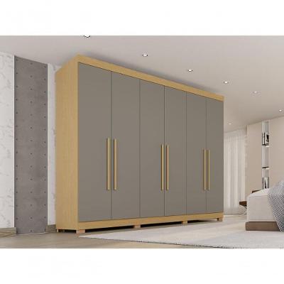 Guarda Roupa Casal CRSAL 6 Portas de Bater 6 Gavetas MDF Madeirado-Cinza Multimóveis 274CM