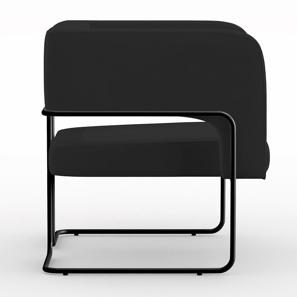 Kit 02 Poltronas Base De Aço Preto Veludo Preto C-300 - 3