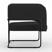 Kit 02 Poltronas Base De Aço Preto Veludo Preto C-300 - 3