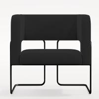 Kit 02 Poltronas Base De Aço Preto Veludo Preto C-300