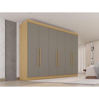 Guarda Roupa Casal CRSAL 6 Portas de Bater 6 Gavetas MDF Madeirado-Cinza Multimóveis 274CM