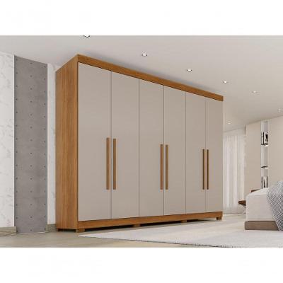 Guarda Roupa Casal CRSAL 6 Portas de Bater 6 Gavetas MDF Cinamomo-Off White Multimóveis 274CM