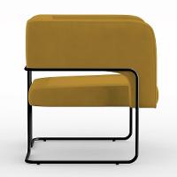 Kit 02 Poltronas Base De Aço Preto Veludo Mostarda C-260 - 3