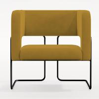 Kit 02 Poltronas Base De Aço Preto Veludo Mostarda C-260