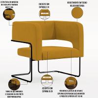 Kit 02 Poltronas Base De Aço Preto Veludo Mostarda C-260 - 6