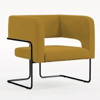 Kit 02 Poltronas Base De Aço Preto Veludo Mostarda C-260 - 7