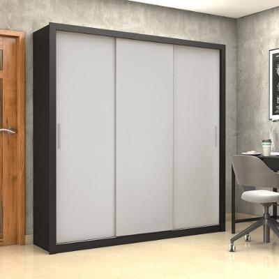 Guarda Roupa Casal CR35573 3 Portas Correr 4 Gavetas MDP Preto-off White Multimóveis 186CM
