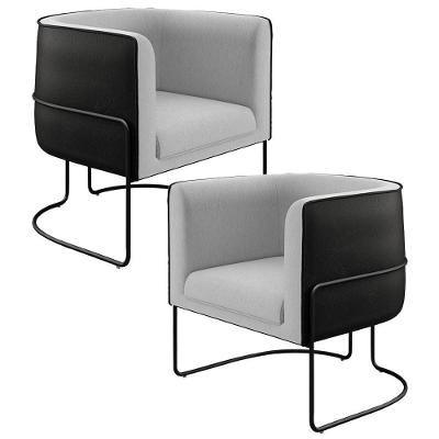 Kit 2 Poltronas Fixas Betina D02 Linho Cinza Corano Preto Cinza Preto Lyam Decor