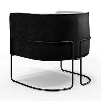 Kit 02 Poltronas Base Aço Preto Linho Cinza Corano Preto - 2