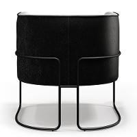 Kit 02 Poltronas Base Aço Preto Linho Cinza Corano Preto