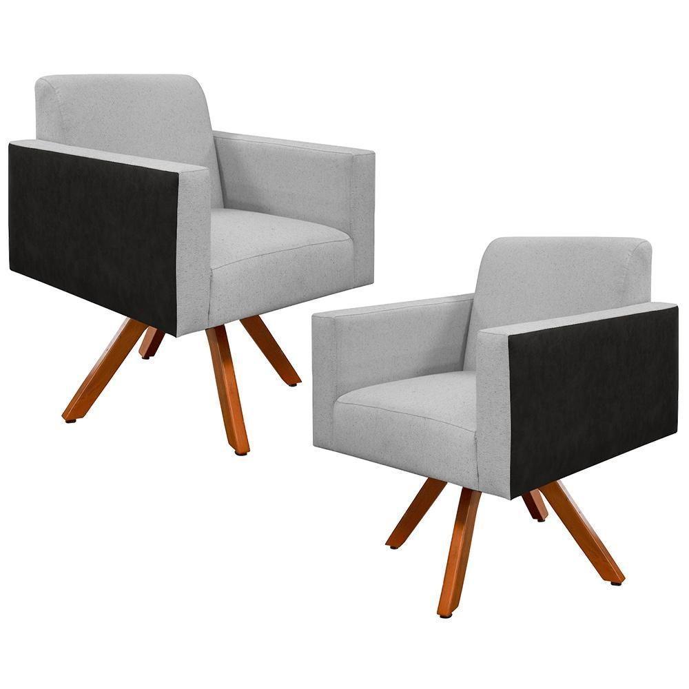 Kit 02 Poltronas Helô L02 Cinza Preto - 1