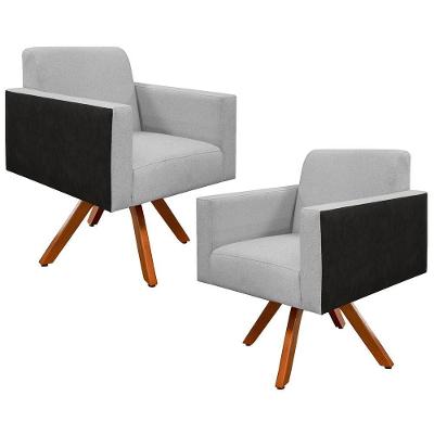 Kit 2 Poltronas Giratórias Helô L02 Cinza Preto Lyam Decor