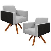 Kit 02 Poltronas Helô L02 Cinza Preto - 1