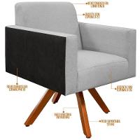 Kit 02 Poltronas Helô L02 Cinza Preto - 3