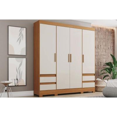 Guarda Roupa Casal B383 4 Portas 4 Gavetas MDP Cinamomo-Off White 42.5CM