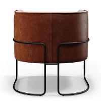 Kit 02 Poltronas Base De Aço Preto Linho Bege Corano Marrom - 3