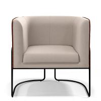 Kit 02 Poltronas Base De Aço Preto Linho Bege Corano Marrom - 5