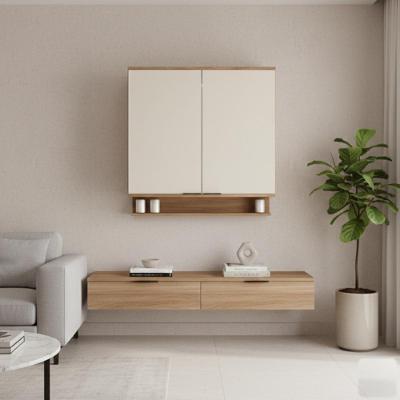 Armário Aéreo Miami 80CM 2 Portas MDP Bater Off White Móveis Carraro