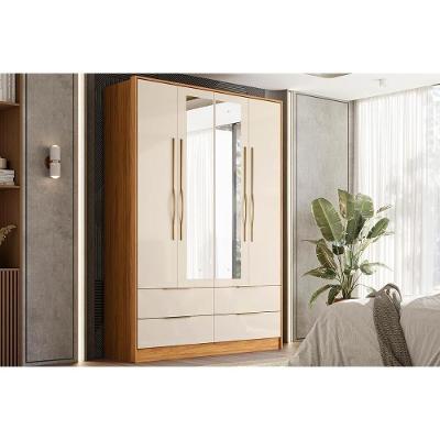 Guarda Roupa Casal 4 Portas c-Esp Domo 4 Gavetas MDP Cinamon-Off White Demóbile
