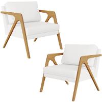 Kit 02 Poltrona Pietra Estrutura L02 Corano Branco - 1