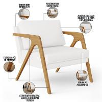 Kit 02 Poltrona Pietra Estrutura L02 Corano Branco - 6