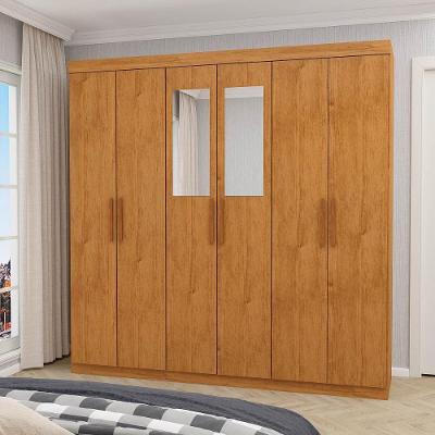 Guarda Roupa Solteiro CR35563 6 Portas de Bater 2 Gavetas MDP com Espelhos Madeirado Multimóveis